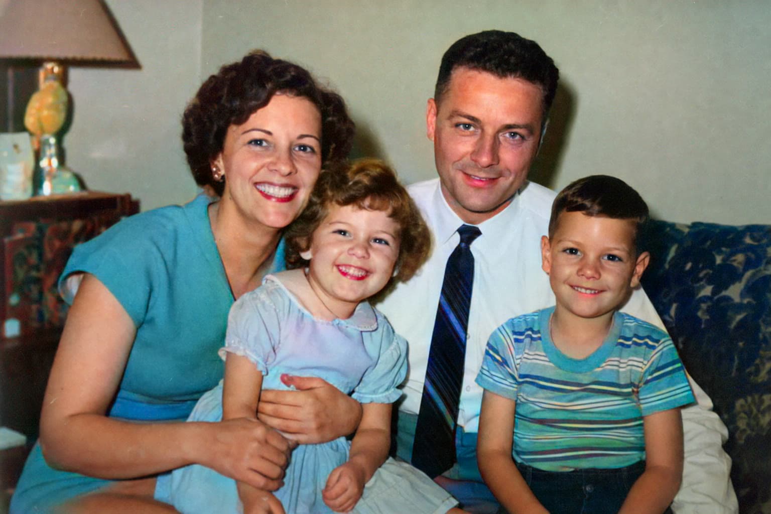 Family portrait after AI colorization with natural-looking color