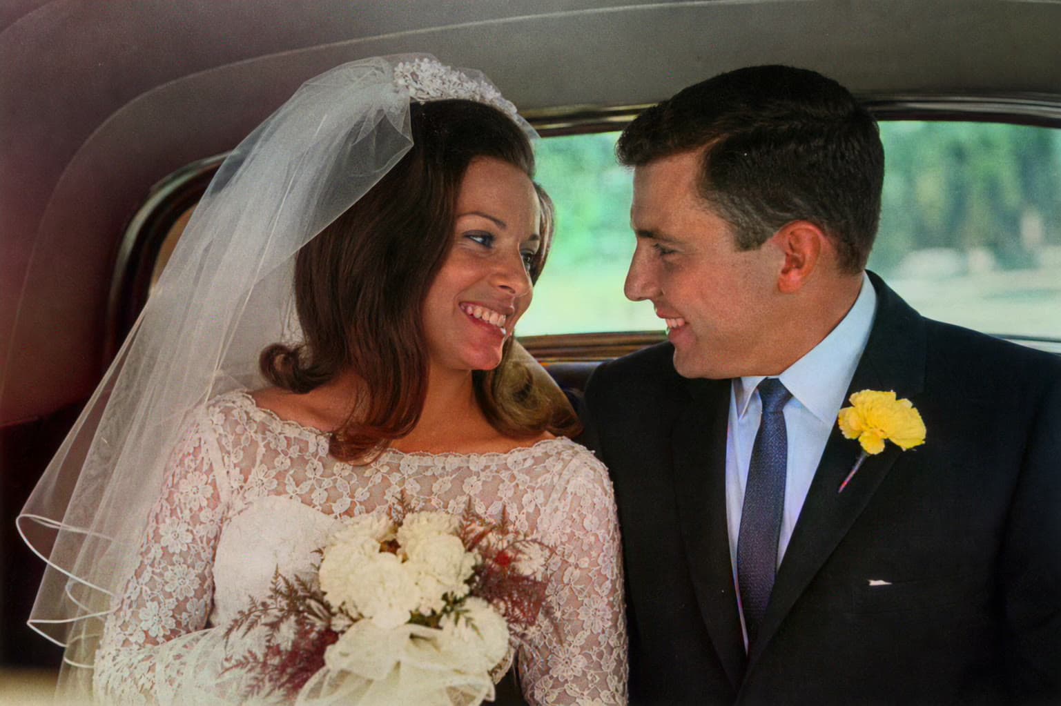 Vintage wedding photograph after enhancement and color interpretation